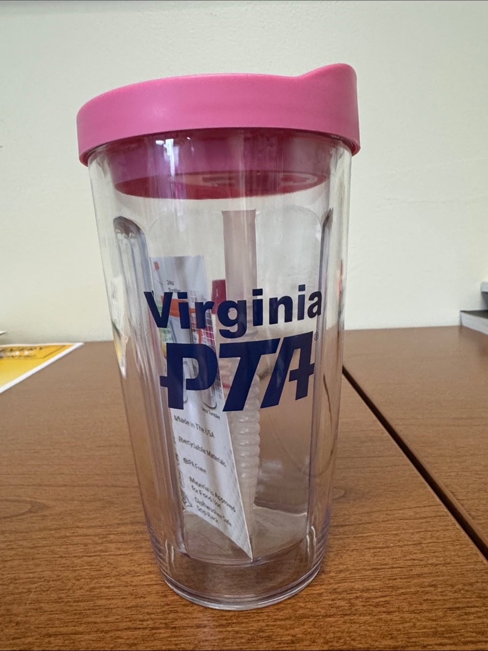 Pink-Lid Insulated Travel Tumbler